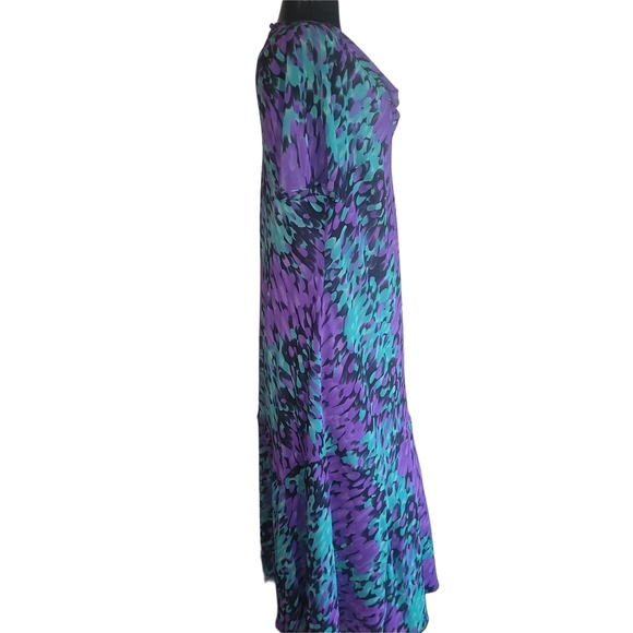 Windsmoor Purple and Aqua Patterned Maxi Dress 18 - Picture 4 of 7